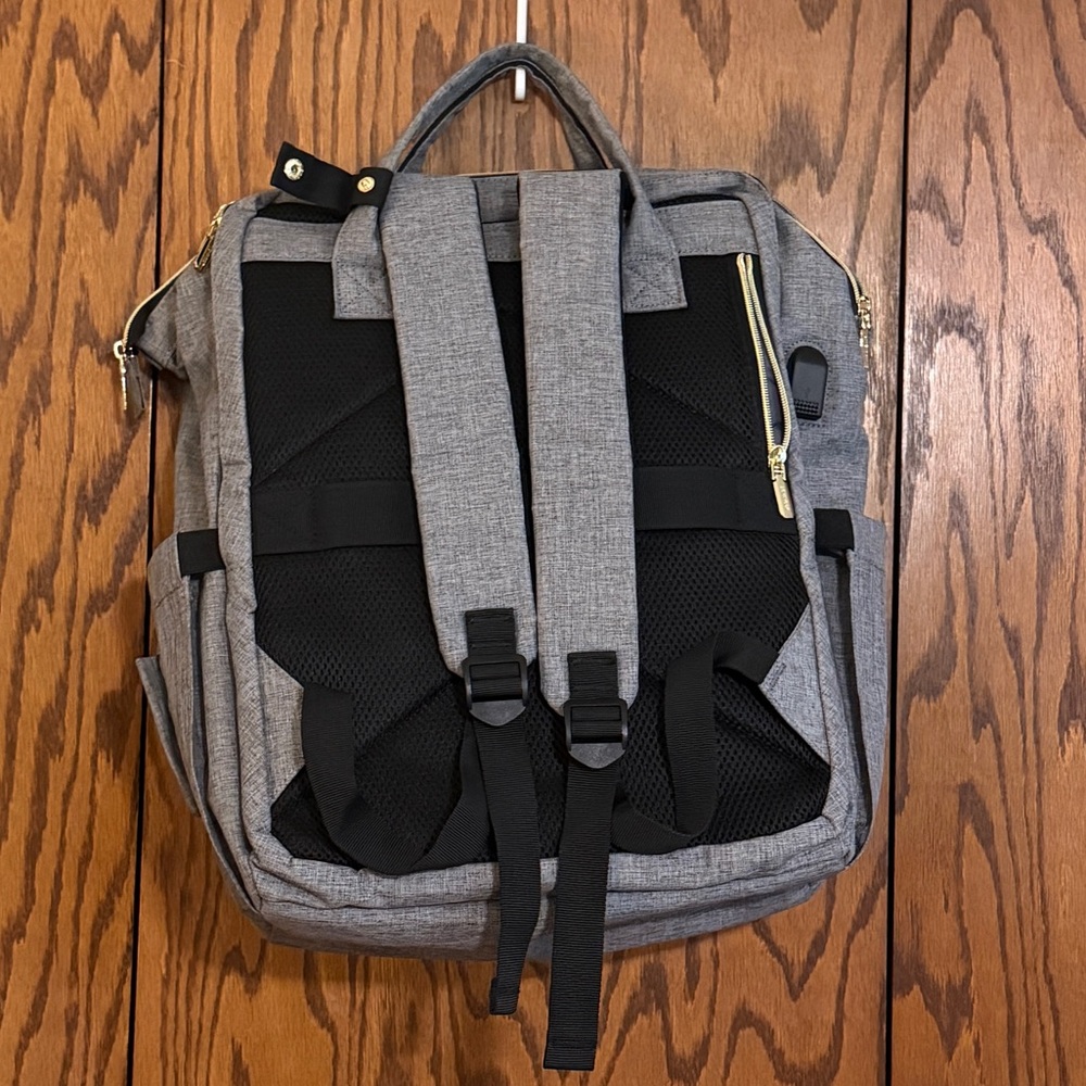 LOVEVOOK Gray Diaper Bag Backpack Large Travel Baby Bag Multi Pocket Minimalist - Picture 2 of 16
